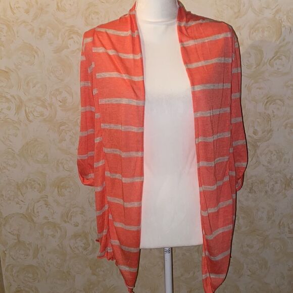 Enough About Me Coral Striped Cardigan! - Picture 2 of 8